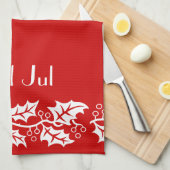 Weiße Heilige in rot - Gott Jul Geschirrtuch (Viertel Falte)