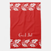 Weiße Heilige in rot - Gott Jul Geschirrtuch (Vertikal)