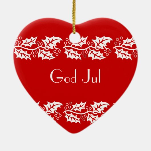 Weiße Heilige in rot - Gott Jul Keramik Ornament (Hinten)