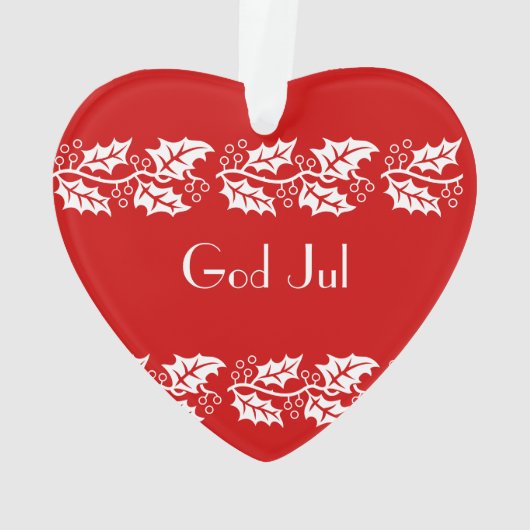 Weiße Heilige in rot - Gott Jul Ornament (Rückseite)