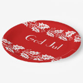 Weiße Heilige in rot - Gott Jul Pappteller (Schrägansicht)