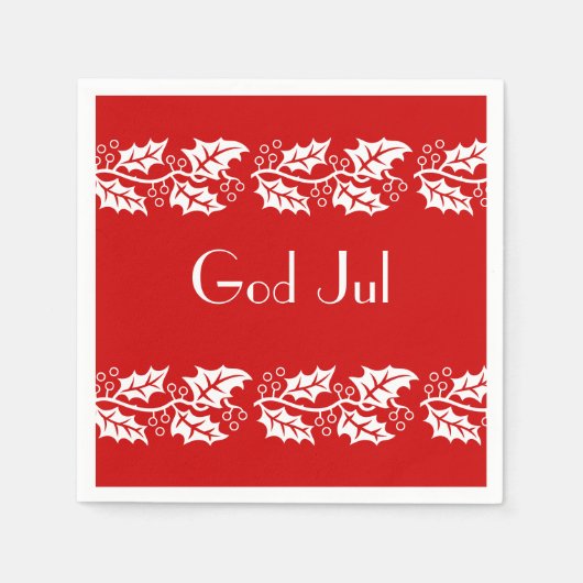 Weiße Heilige in rot - Gott Jul Serviette (Vorderseite)