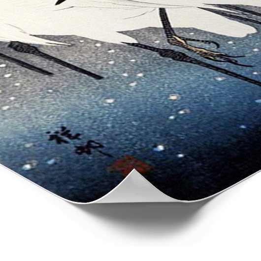 Weiße Helden im Schnee, Ohara Koson, Holzschnitt Poster (Ecke)