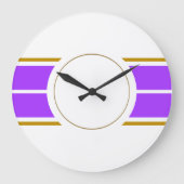Weiße, helle, Lila Racing Streifen auf weißem Grun Große Wanduhr (Vorderseite)