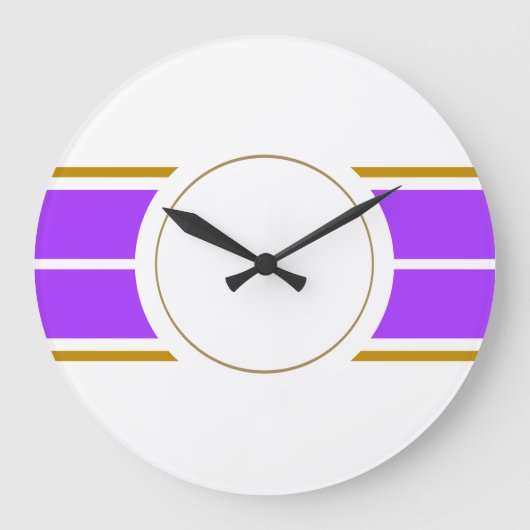 Weiße, helle, Lila Racing Streifen auf weißem Grun Große Wanduhr (Vorderseite)