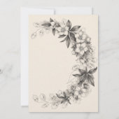 Weiße Hellebore Lunaria Line Art Hochzeitseinladun Einladung (Rückseite)