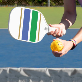 Weiße, hellgrüne Streifen auf weißen Streifen Pickleball Schläger