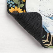 Weiße Henne und Sonnenblumen Mousepad (Ecke)