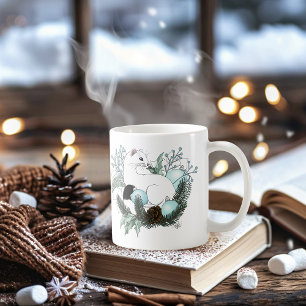 Weiße Hermelin Blaue Weihnachts-Schneeflocken Kaffeetasse