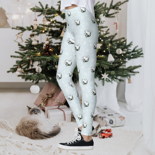 Weiße Hermelinschneekristalle zu Weihnachten Leggings