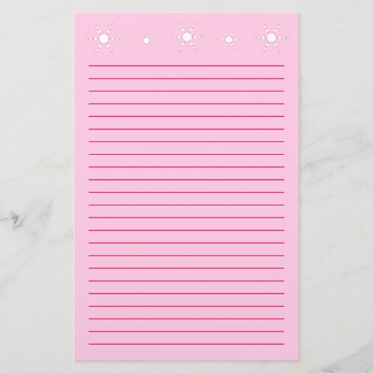 Weiße Herz-Schneeflocken zeichneten Briefpapier (Vorderseite)