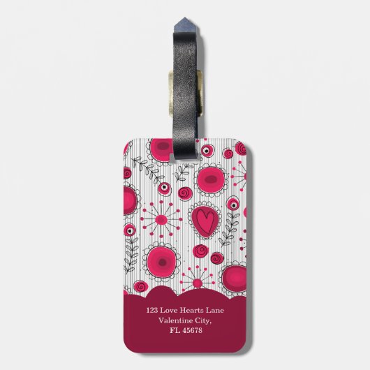 Weiße Herzchen Blume Blumenname Gepäckanhänger (Rückseite vertikal)