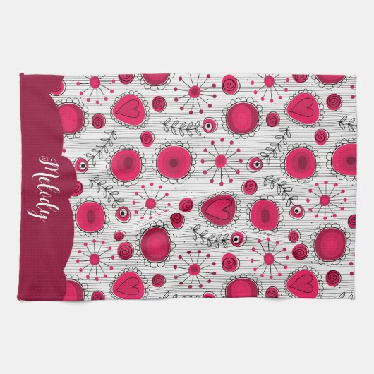 Weiße Herzchen Blume Blumenname Geschirrtuch (Horizontal)