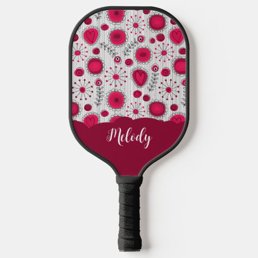 Weiße Herzchen Blume Blumenname Pickleball Schläger (Vorderseite)