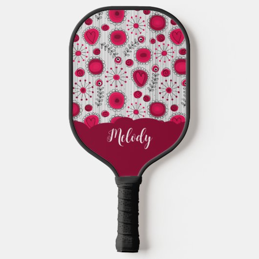 Weiße Herzchen Blume Blumenname Pickleball Schläger (Rückseite)