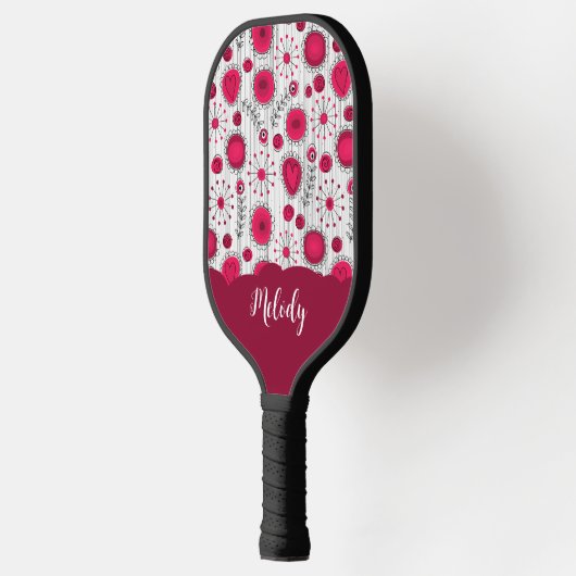 Weiße Herzchen Blume Blumenname Pickleball Schläger (Links)