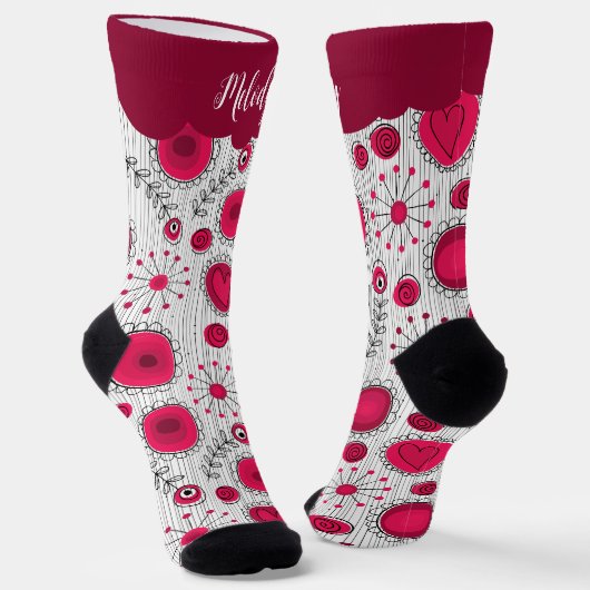 Weiße Herzchen Blume Blumenname Socken (Gewinkelt)
