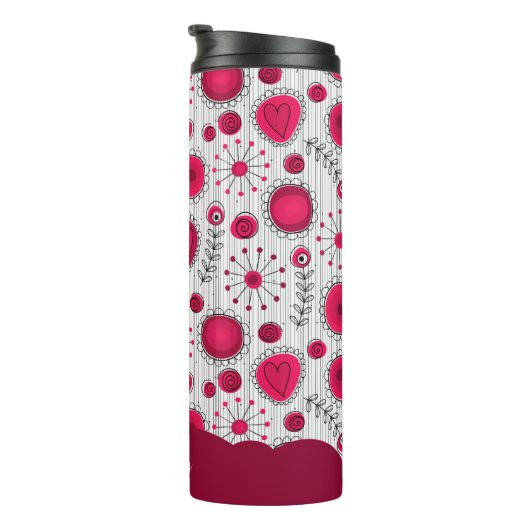 Weiße Herzchen Blume Blumenname Thermosbecher (Nach rechts gedreht)