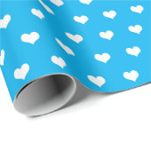weiße Herzen auf Aqua-Packpapier Geschenkpapier (Rolleneckpunkt)