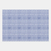 Weiße Herzen auf dunkelblauen Linen Geschenkpapier Set (Vorderseite 2)