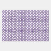 Weiße Herzen auf dunklen Lila Leinen Geschenkpapier Set (Vorderseite)