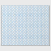 Weiße Herzen auf hellblauen Linen Geschenkpapier (Flach)