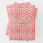 Weiße Herzen auf hellen roten Linen Geschenkpapier Set (Beispiel)