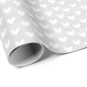 Weiße Herzen auf hellgraue Leinen Geschenkpapier (Rolleneckpunkt)