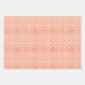 Weiße Herzen auf Mandarine Linen Geschenkpapier Set (Vorderseite 3)