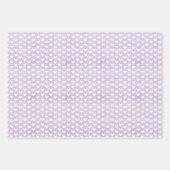 Weiße Herzen auf Pastel Lila Linen Geschenkpapier Set (Vorderseite)