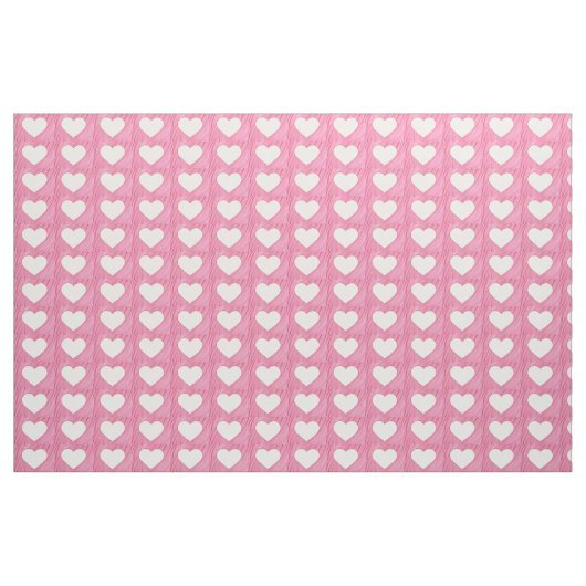 Weiße Herzen auf rosa Blüten Stoff (Yard (91,4 cm))