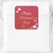 Weiße Herzen auf Rot-Aufkleber Quadratischer Aufkleber (Tasche)