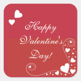 Weiße Herzen auf Rot-Aufkleber Quadratischer Aufkleber