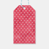 Weiße Herzen auf rotem Hintergrund Geschenkanhänger (Rückseite)