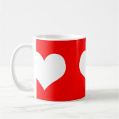 Weiße Herzen auf rotem Hintergrund Kaffeetasse (Links)