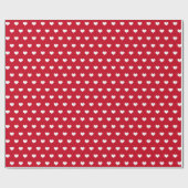 weiße Herzen auf rotem Papier Geschenkpapier (Flach)