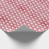 Weiße Herzen auf roten Linen Geschenkpapier (Ecke)