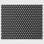 weiße Herzen auf schwarzem Papier Geschenkpapier (Flach)