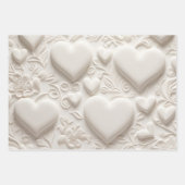 Weiße Herzen (Embossed Look) Geschenkpapier Set (Vorderseite 3)