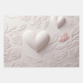 Weiße Herzen (Embossed Look) Geschenkpapier Set (Vorderseite 2)