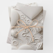 Weiße Herzen (Embossed Look) Geschenkpapier Set (Beispiel)