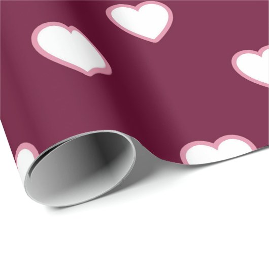 Weiße Herzen Geschenkpapier (Rolleneckpunkt)