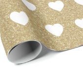 Weiße Herzen, Goldene Glitzer-Glitzern Geschenkpapier (Rolleneckpunkt)