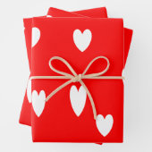 Weiße Herzen in Rot Geschenkpapier Set (Beispiel)