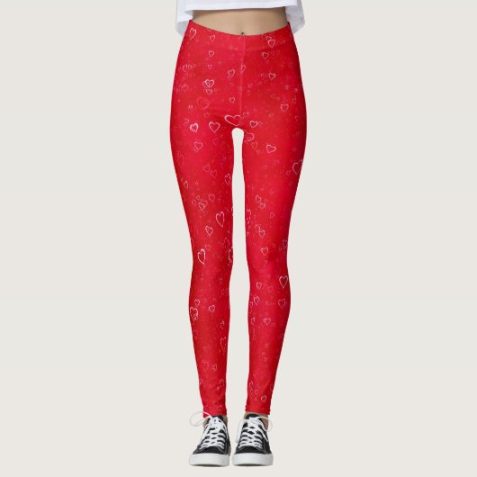 Weiße Herzen Leggings (Vorderseite)