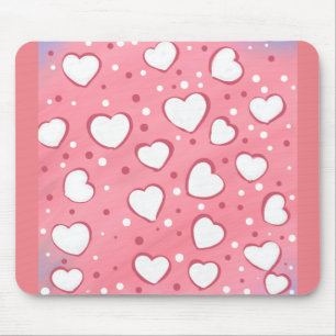 Weiße Herzen Mousepad