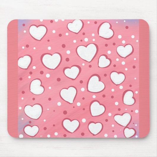 Weiße Herzen Mousepad (Vorne)