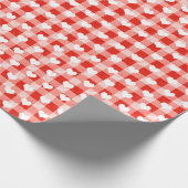 Weiße Herzen über gequilted Gingham Geschenkpapier (Ecke)