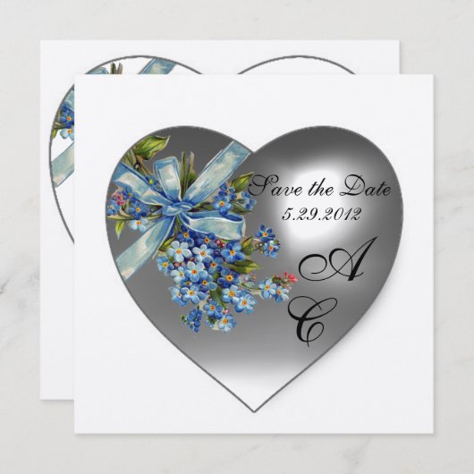 WEISSE HERZEN VERGESSEN SIE MIR NICHT MONOGRAM Cha Einladung (Vorne/Hinten)