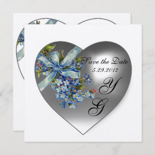 WEISSE HERZEN VERGESSEN SIE MIR NICHT MONOGRAM Cha Einladung (Vorne/Hinten)